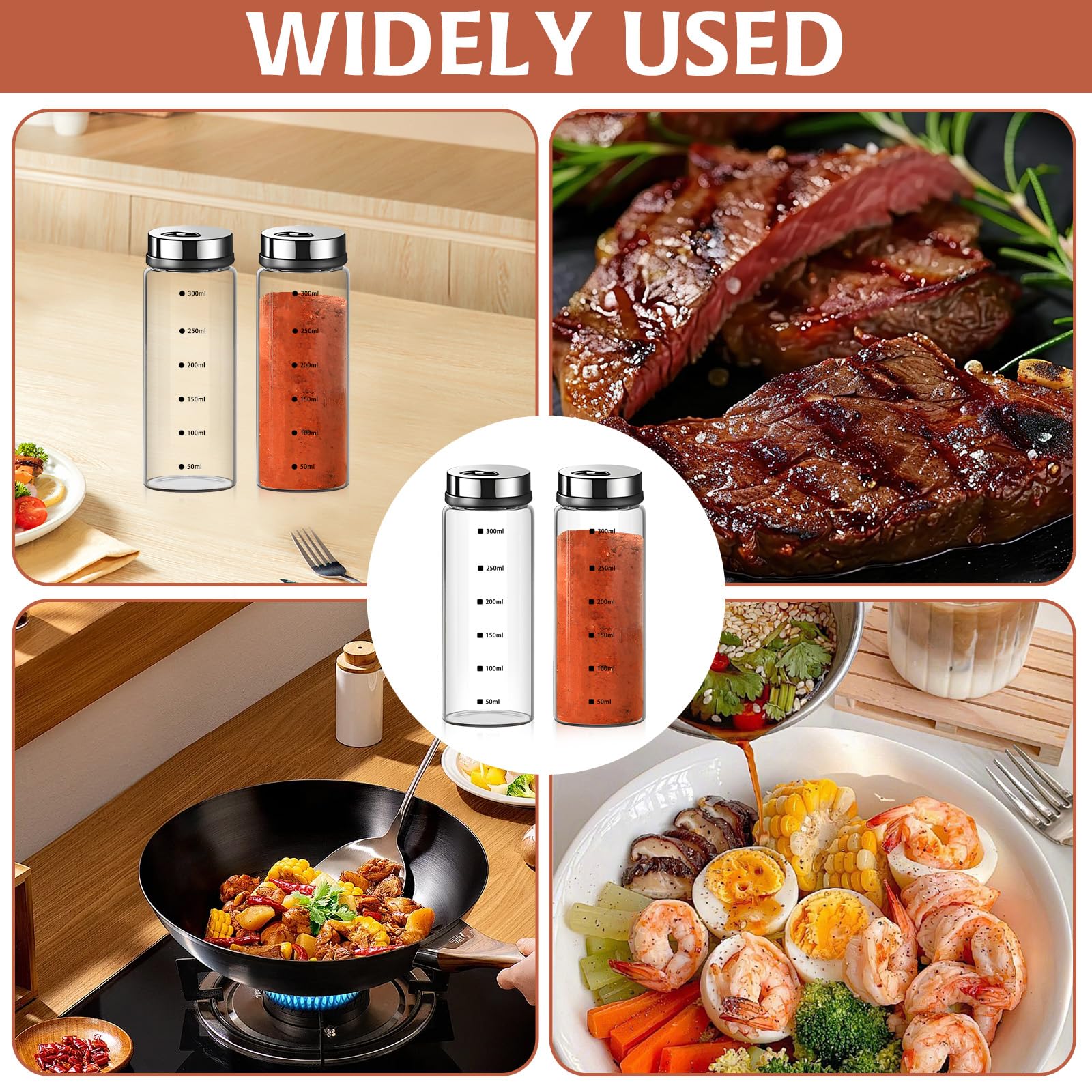 HINGTAI spice shakers help organize seasonings within reach.