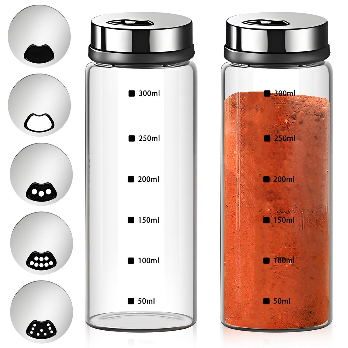 HINGTAI large salt and pepper shaker with clear glass for quick seasoning.
