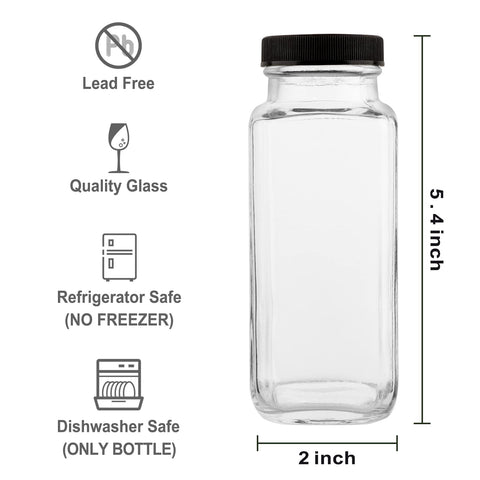 HINGWAH square clear glass bottle saves space and shows contents.