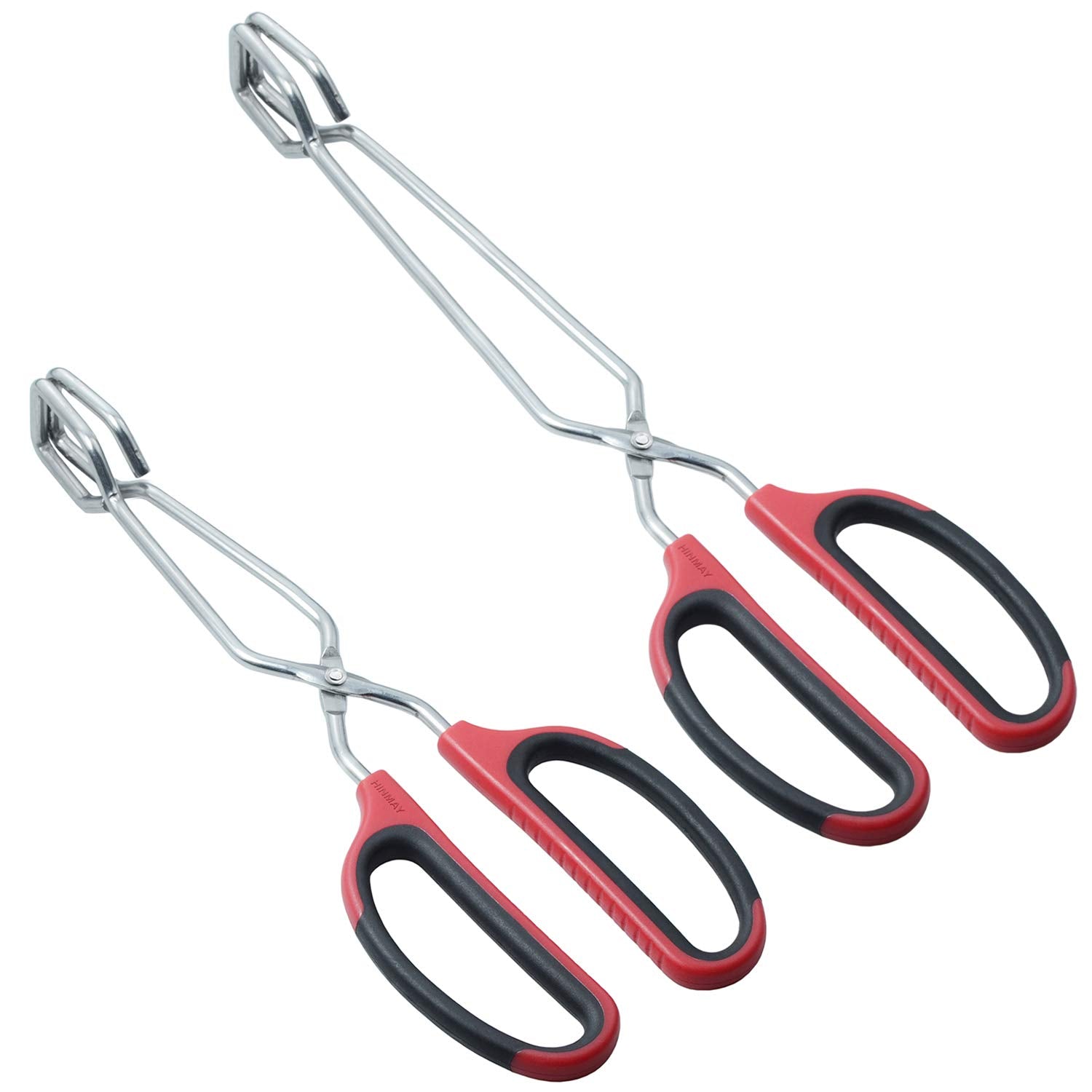 HINMAY 10-inch stainless steel scissor tongs for versatile kitchen tasks.