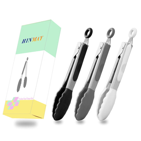 HINMAY silicone tongs are dishwasher-safe and heat resistant up to 480°F (249°C).