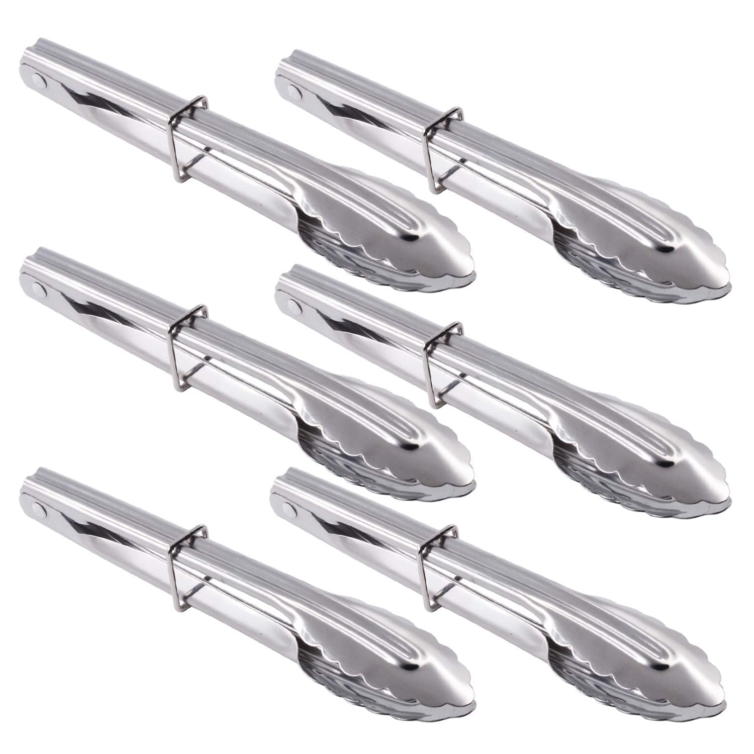 HINMAY mini stainless steel tongs with sliding ring for precise serving.