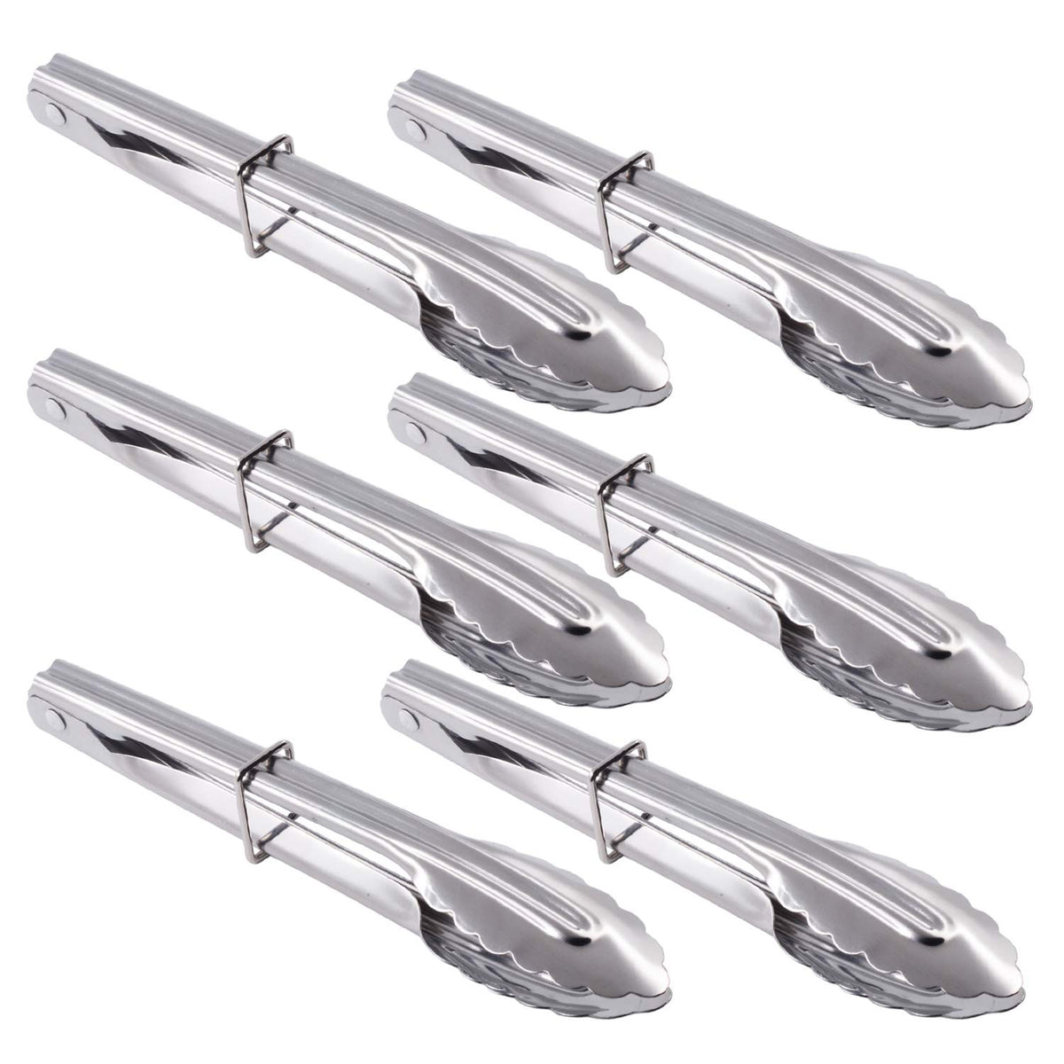 HINMAY mini stainless steel tongs with sliding ring for precise serving.