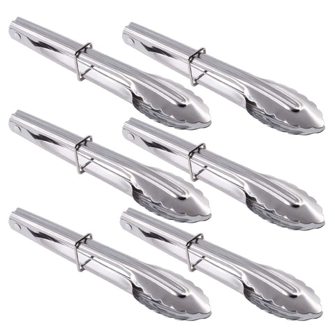 HINMAY mini stainless steel tongs with sliding ring for precise serving.