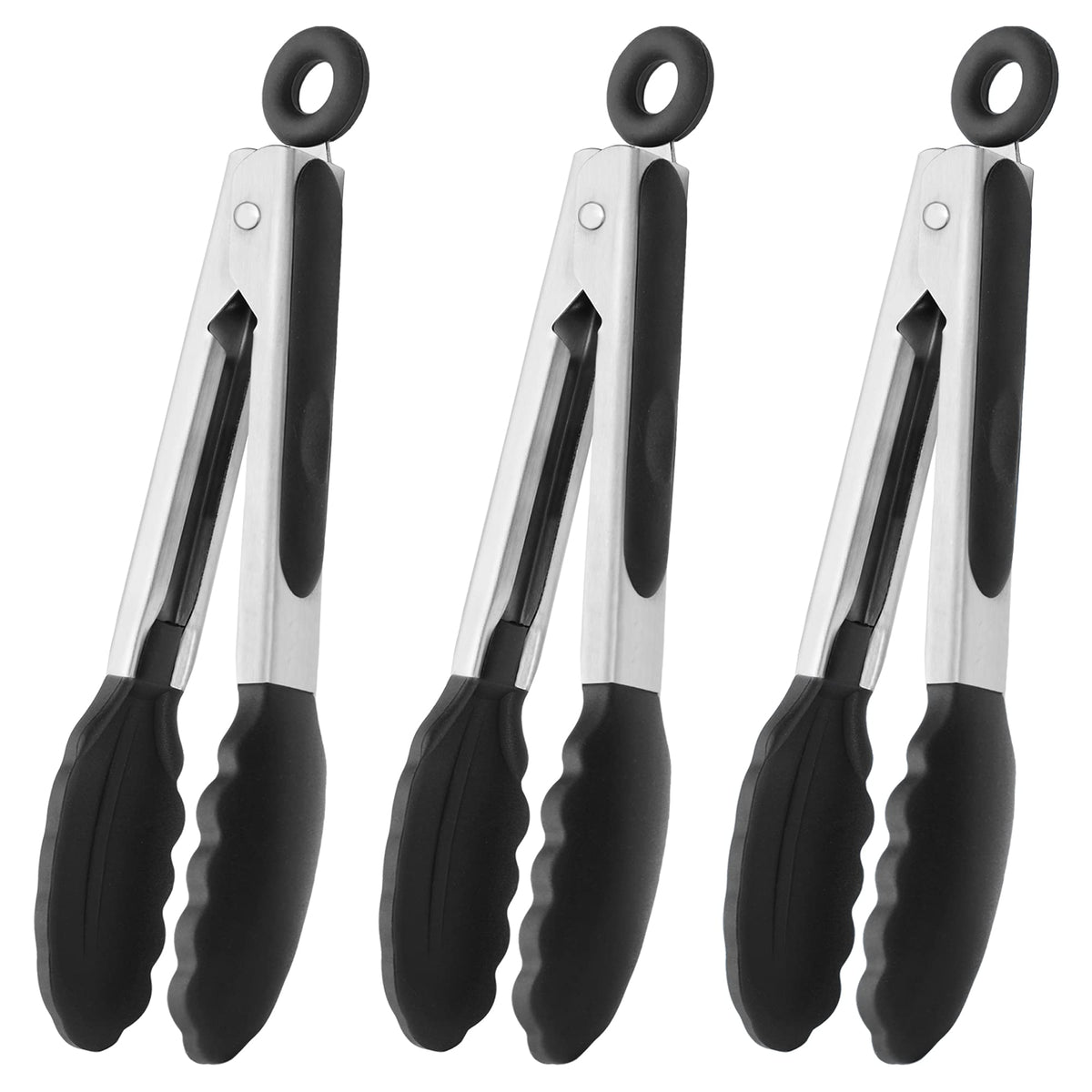 HINMAY mini tongs with silicone tips ideal for non-stick salad serving.