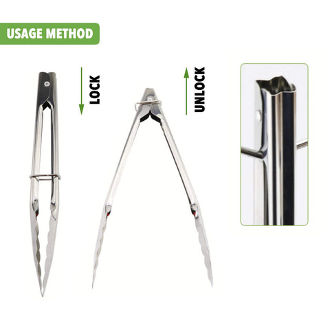 HINMAY salad tongs enable clean serving of greens and toppings.