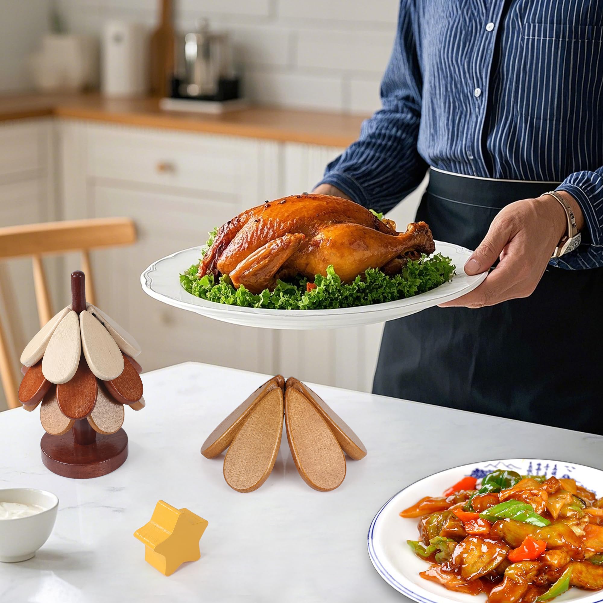 Hinpote christmas-tree-trivet-gift-box adds festive style to any table