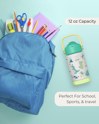 Hippypotamus Kids Water Bottle 14 oz capacity for daily hydration and school days.