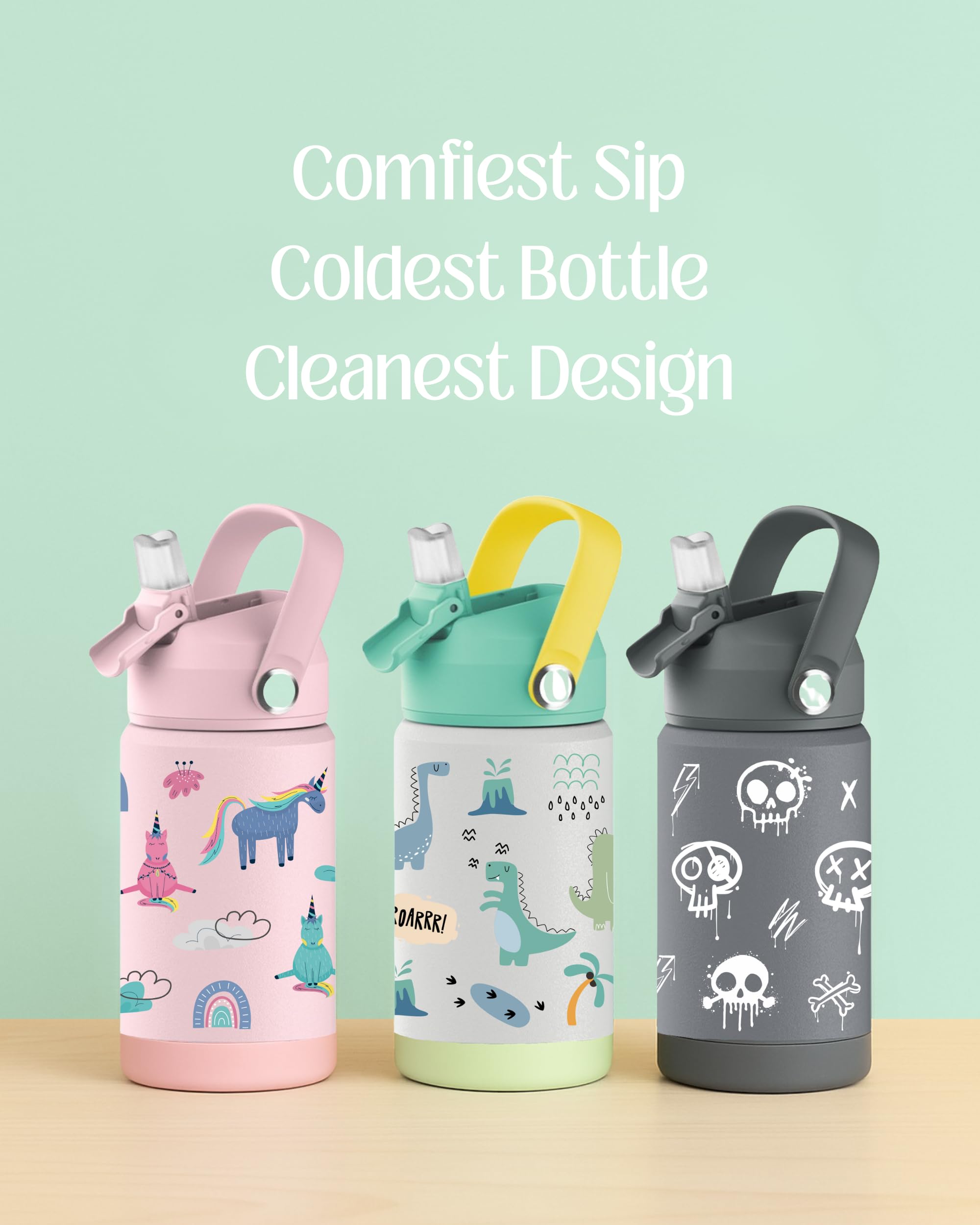 Hippypotamus Kids Water Bottle stainless steel interior for durability and temperature control.