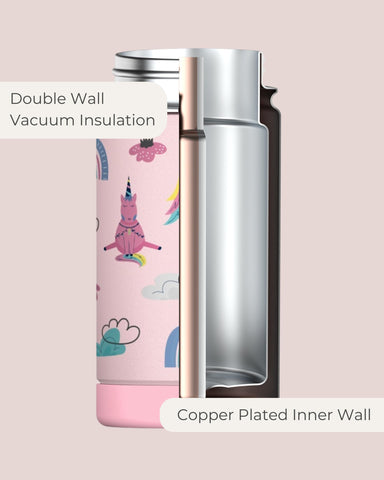 Hippypotamus vacuum-insulated bottle keeps drinks cold up to 24 hours.