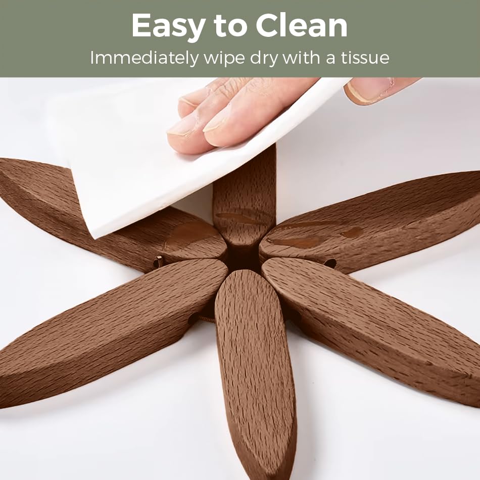 HIQUA boho-inspired decor with walnut trivets elevates kitchen style.