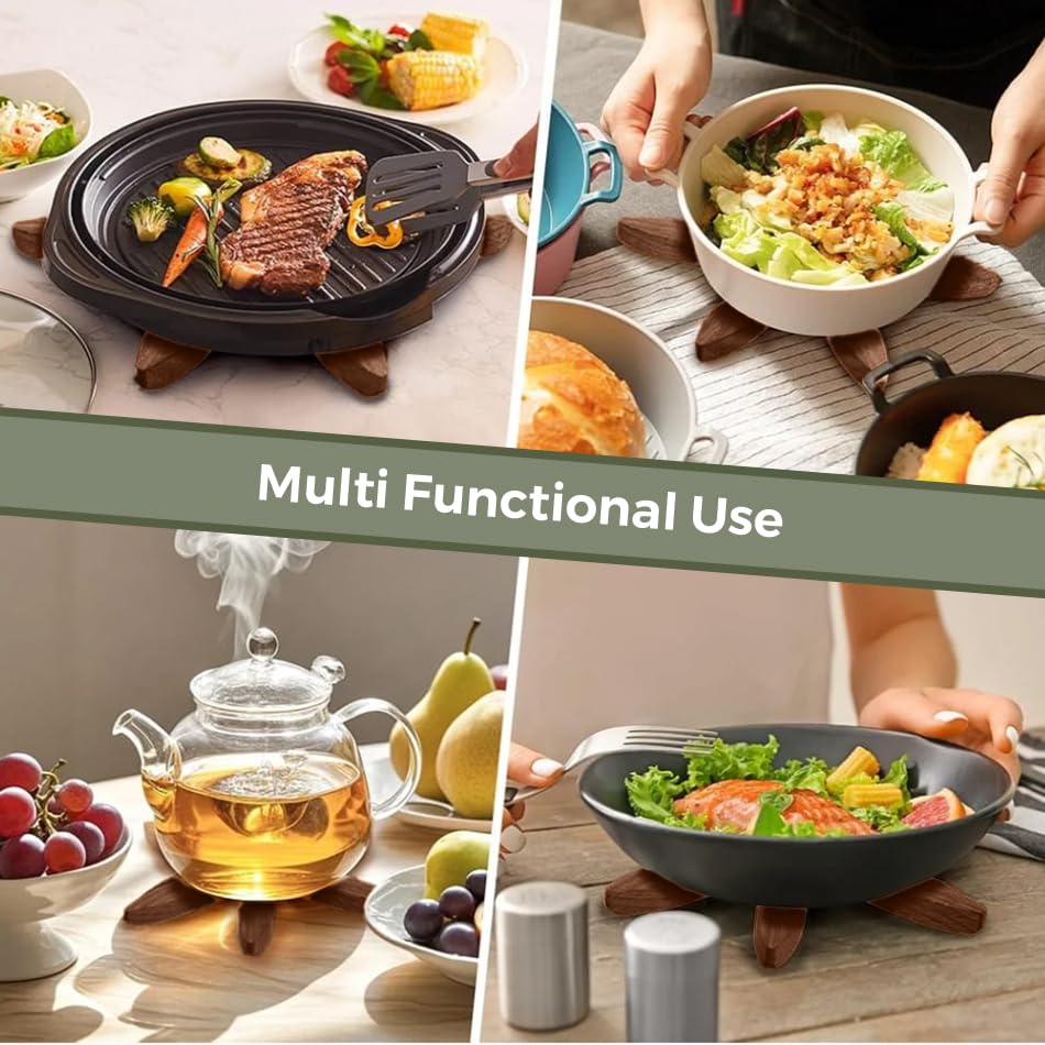 HIQUA tree-shaped trivet unfolds; effortless protection as you place hot items.