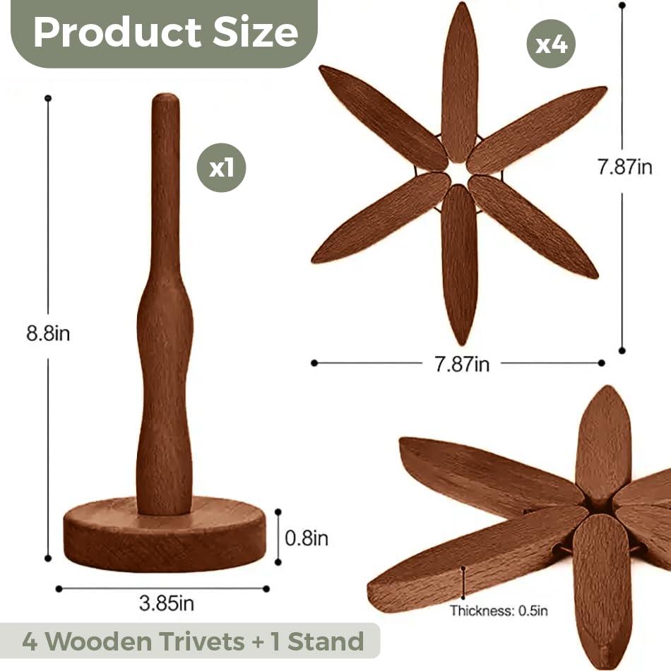 HIQUA walnut wood trivet closeup polished finish enhances kitchen decor.