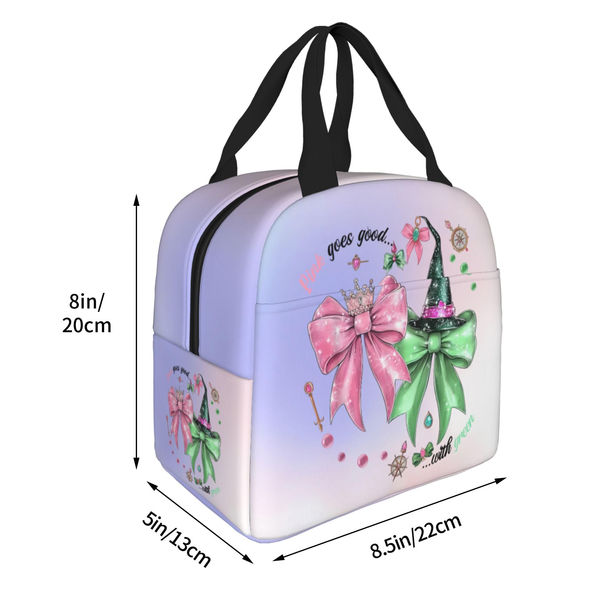 Hirkdiexy pink-green lunch bag top-closure view shows secure transport.