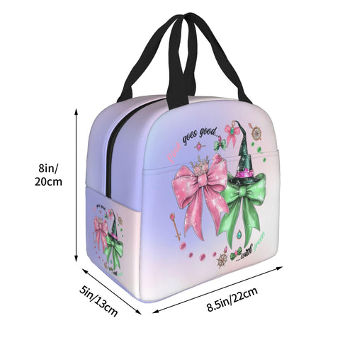 Hirkdiexy pink-green lunch bag top-closure view shows secure transport.