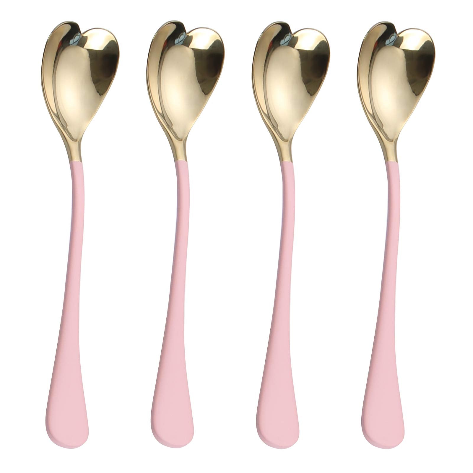 HISSF pink heart dessert spoons 4pc set for elegant dessert serving