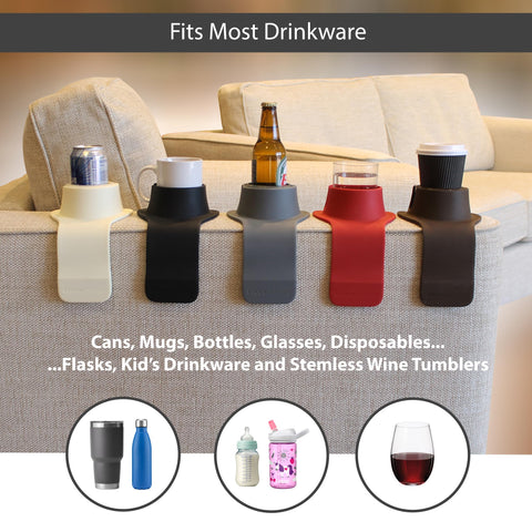 Hit Products CouchCoaster mocha brown keeps cups steady on armrests.