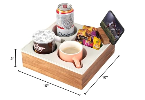 Hitseon couch cup holder tray easy-cleaning design wipes spills away.