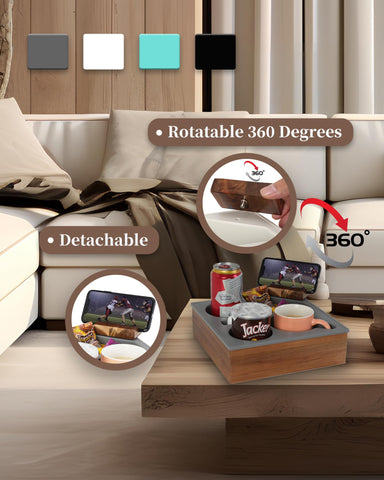 Hitseon couch cup holder tray with rotatable bracket enables flexible viewing angles
