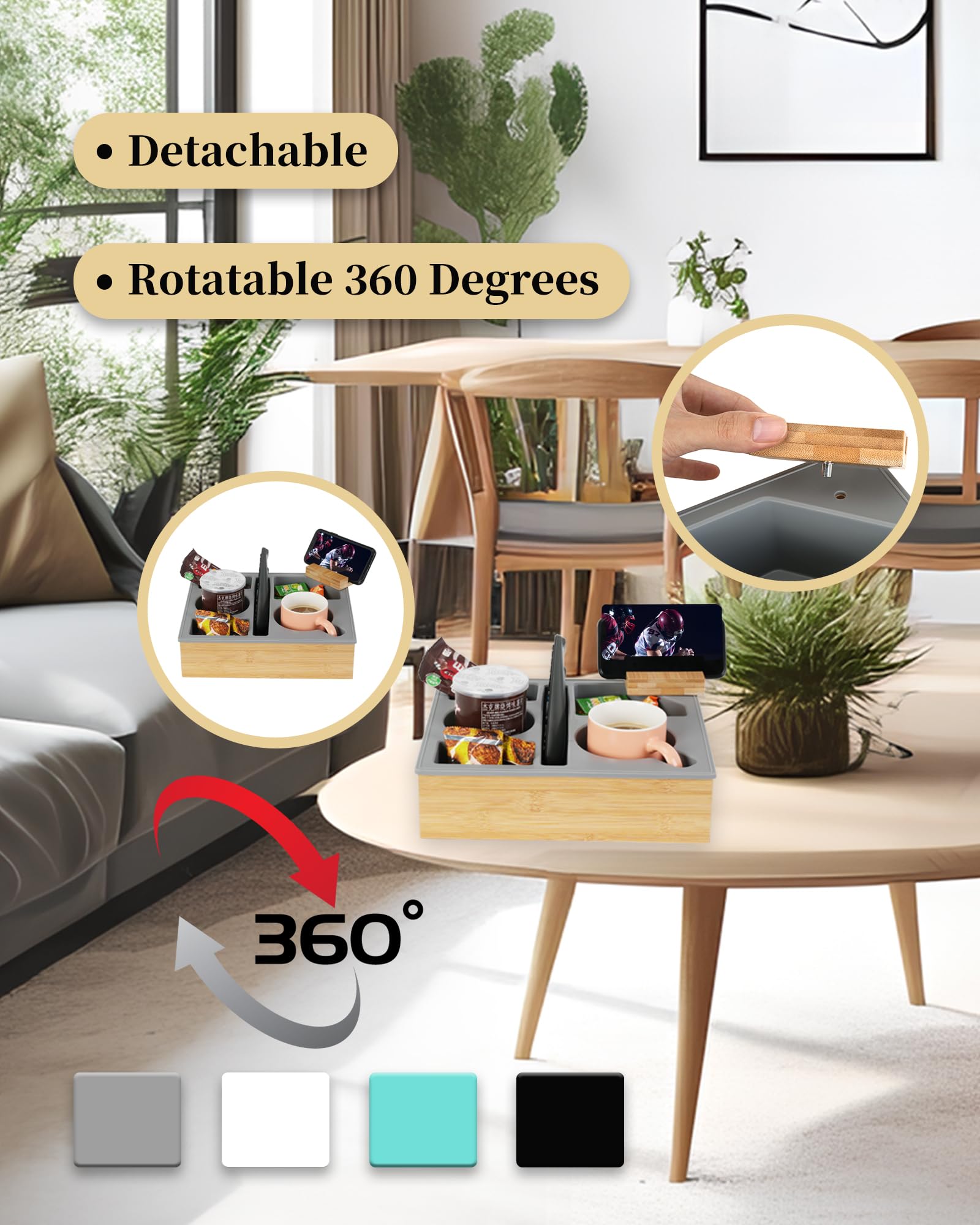Hitseon couch tray stores remotes and snacks for easy reach