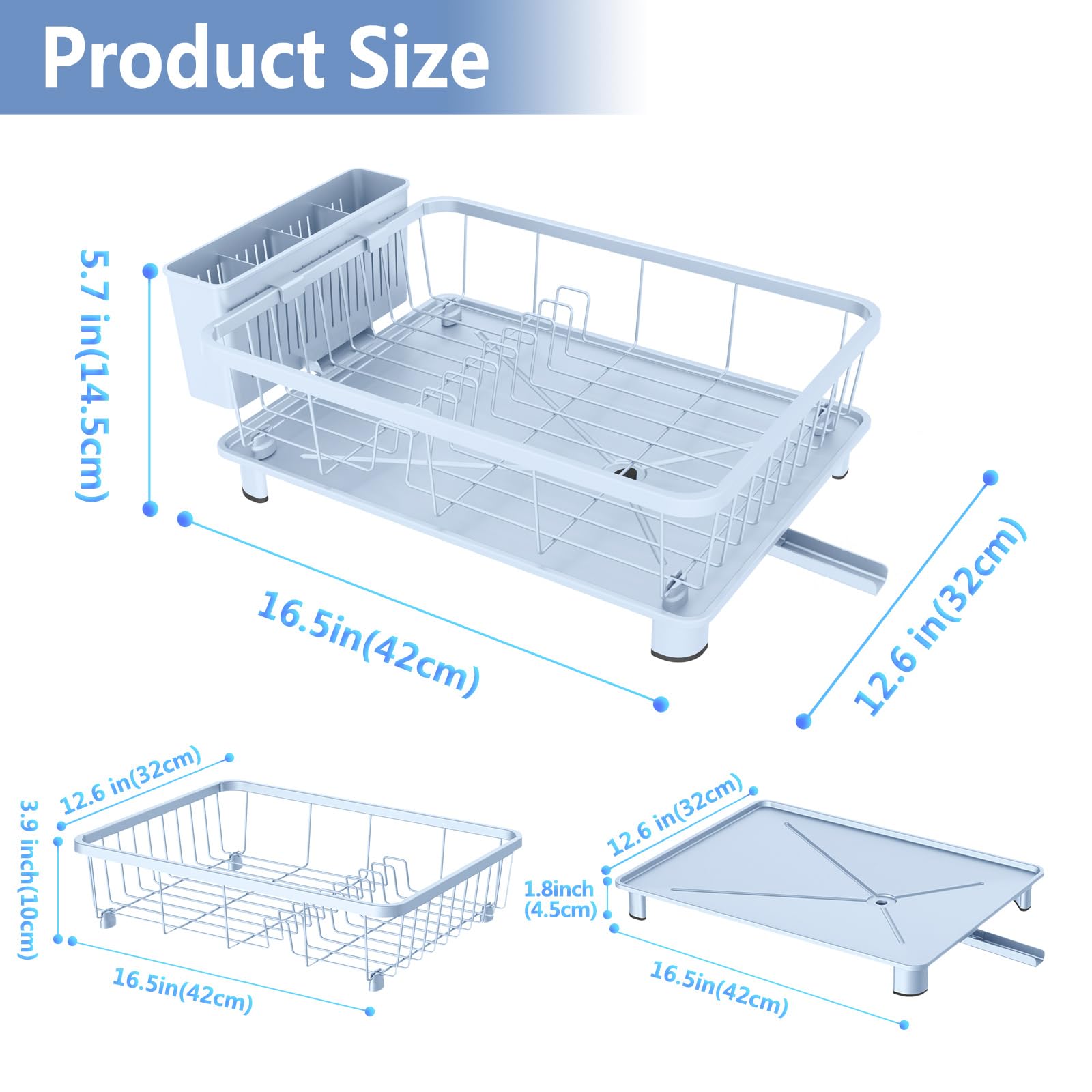 Hiviweer dish drying rack on counter shows easy tool-free installation
