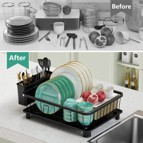 Hiviweer anti-slip feet keep rack stable on wet counters.