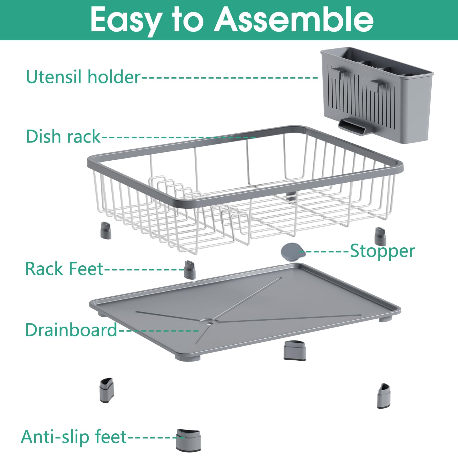 Hiviweer dish drying rack installs easily with no tools for quick setup