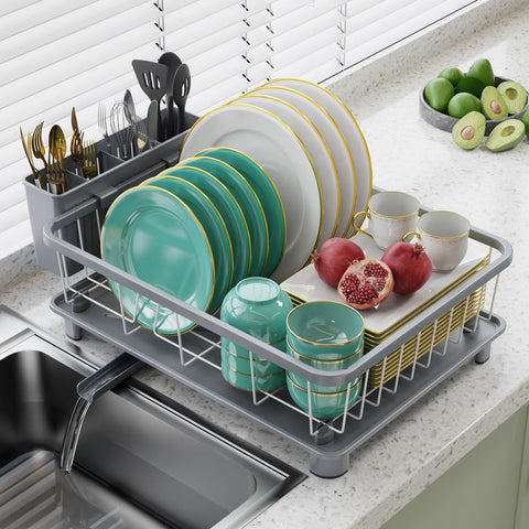 Hiviweer dish drying rack shows space-saving design for small kitchens and countertops