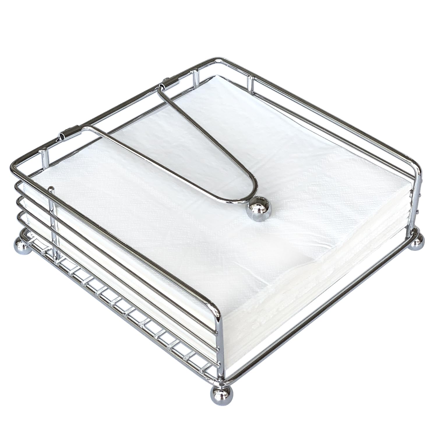 Hiwafifi napkin holder front view in silver for organized table setup