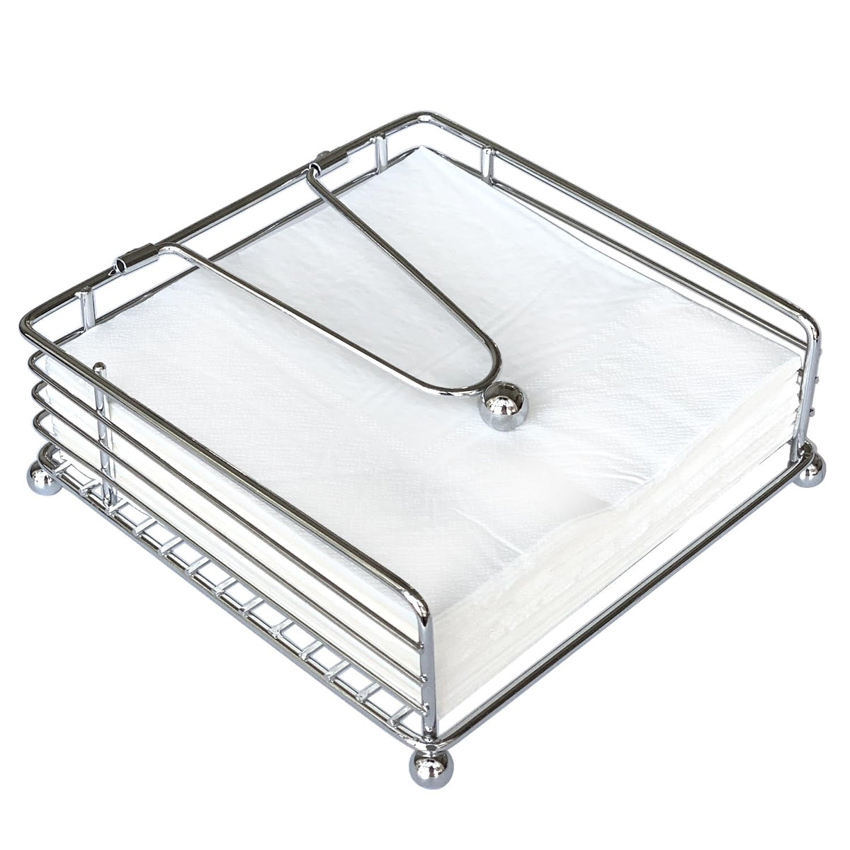 Hiwafifi napkin holder front view in silver for organized table setup