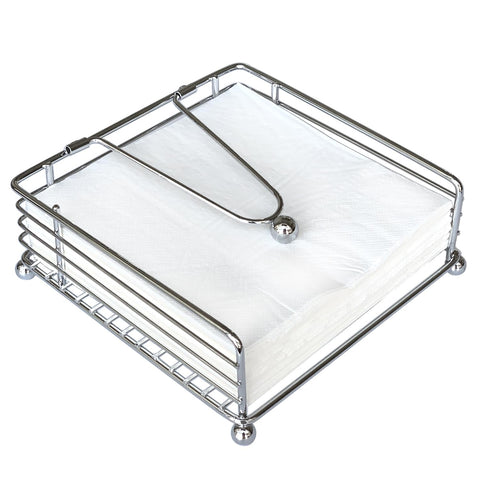 Hiwafifi napkin holder front view in silver for organized table setup