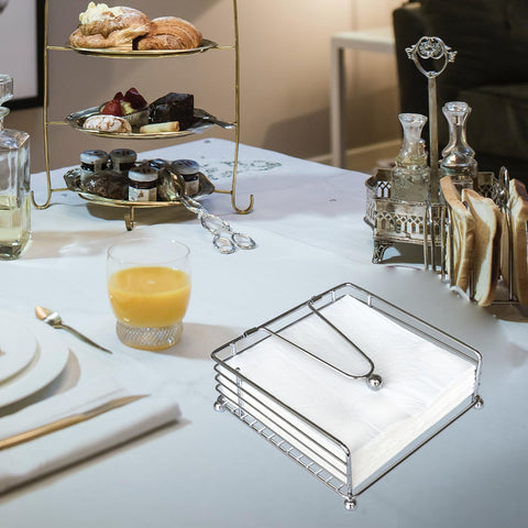 Hiwafifi weighted arm napkin holder in silver keeps napkins flat and accessible