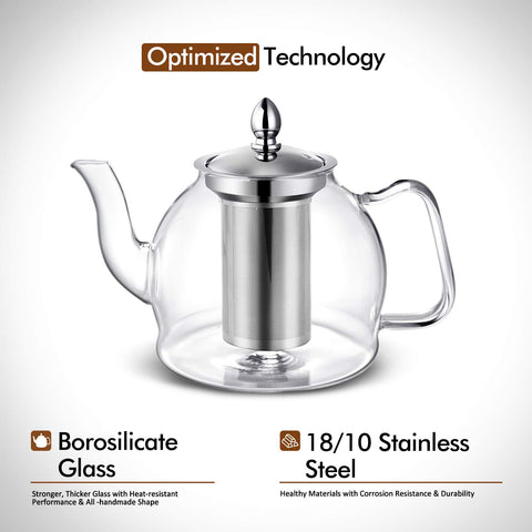 HIWARE glass teapot body reveals tea color during brewing
