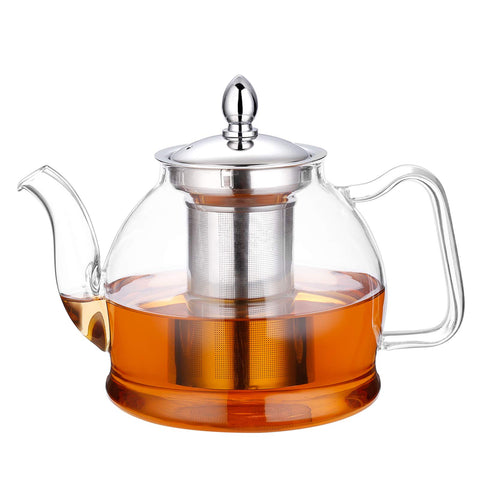 HIWARE 1000ml glass teapot with drip-free spout for smooth pouring