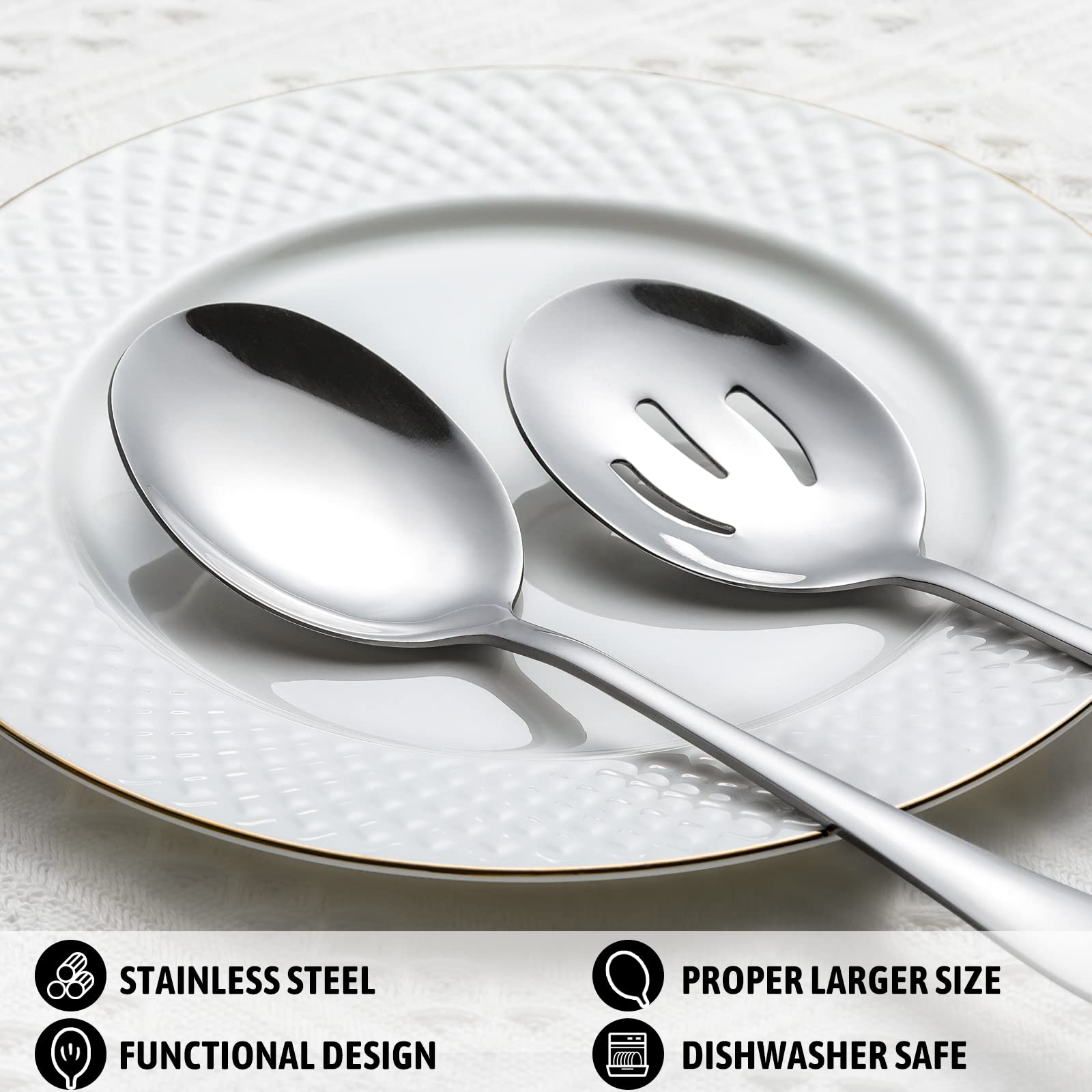 Hiware 18/8 stainless steel buffet utensils with rust resistance