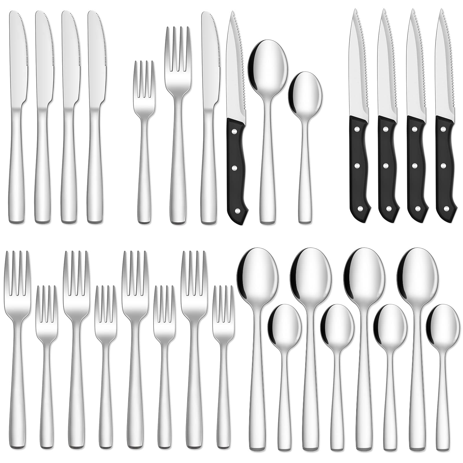 Hiware 24-Piece Silverware Set on a dining table for family meals