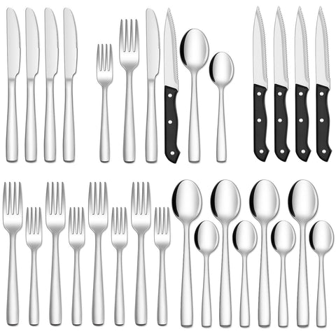 Hiware 24-Piece Silverware Set on a dining table for family meals