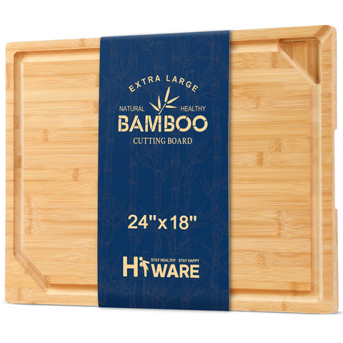 Hiware 24x18 extra large bamboo cutting board for versatile meal prep.