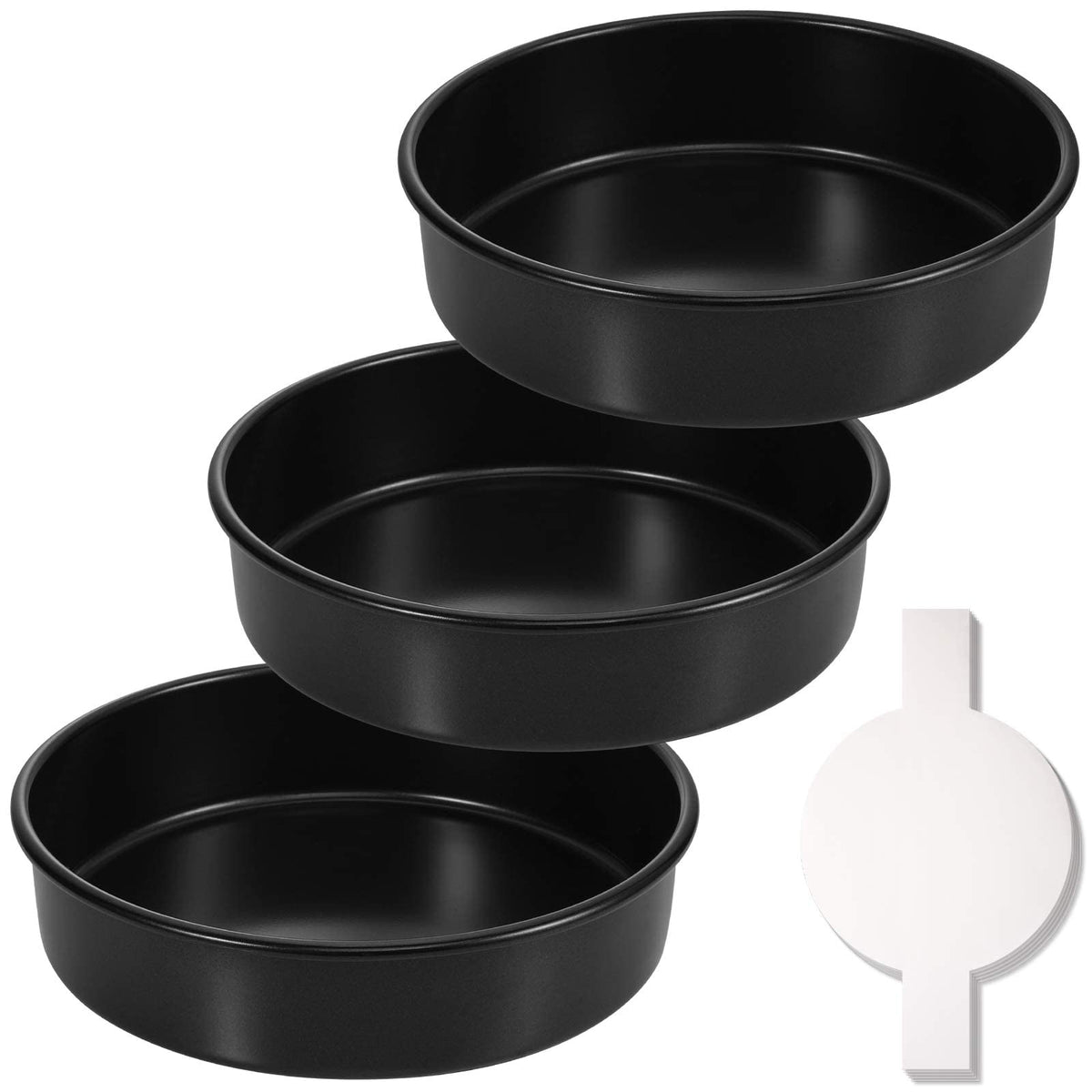 HIWARE 8-inch round cake pans top view shows sturdy construction for even baking