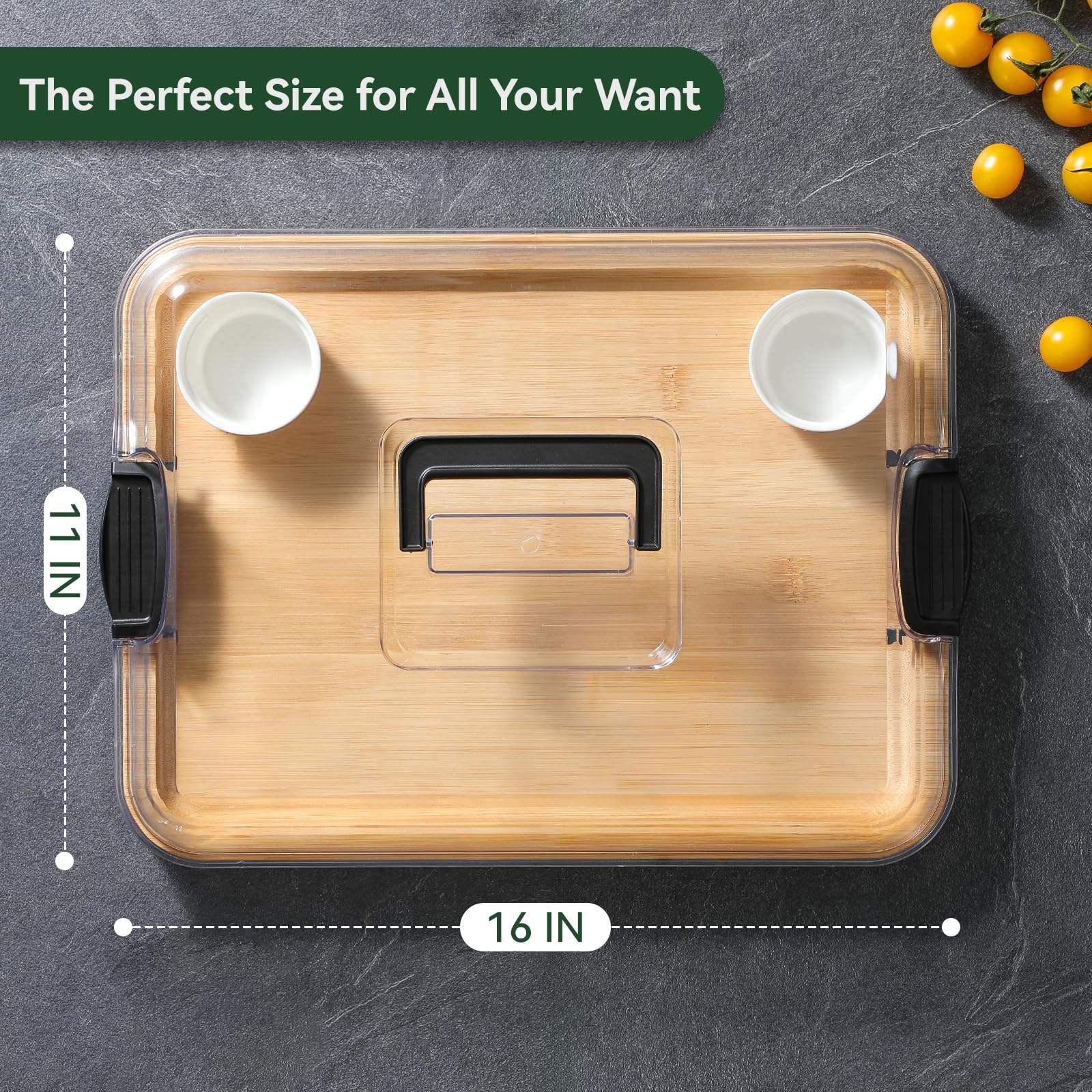 HIWARE bamboo charcuterie board 16 by 11 inches highlights natural grain for stylish entertaining.