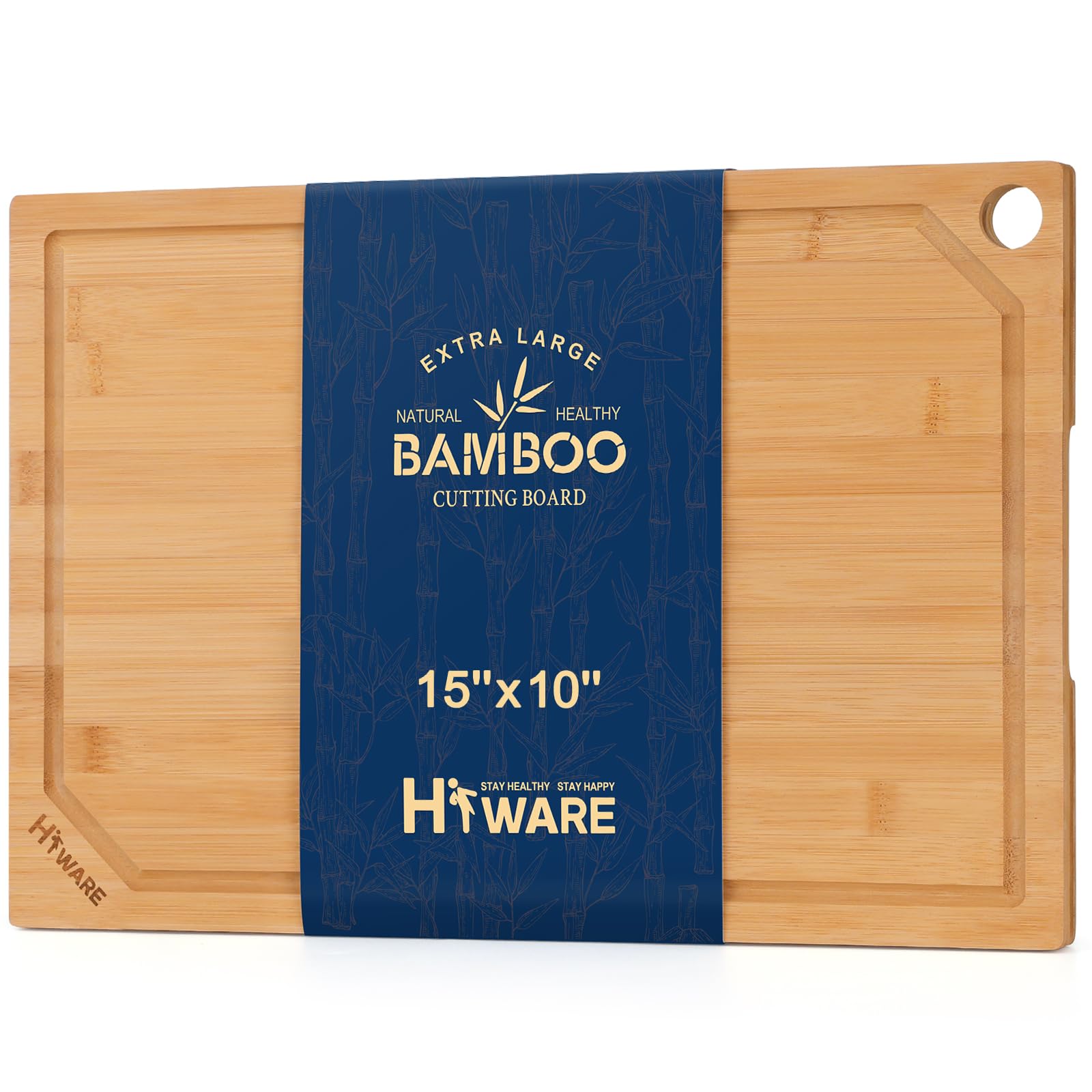 Hiware bamboo cutting board flat surface ideal for stable slicing and prep