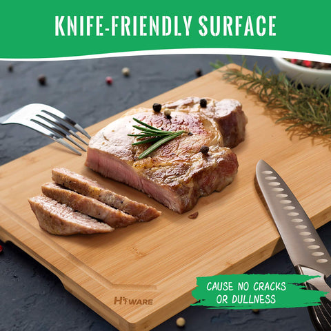 Hiware bamboo cutting board inner handles keep grip away from cutting area