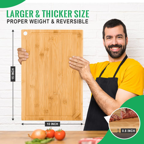 Hiware cutting board with juice groove to catch liquids and reduce mess