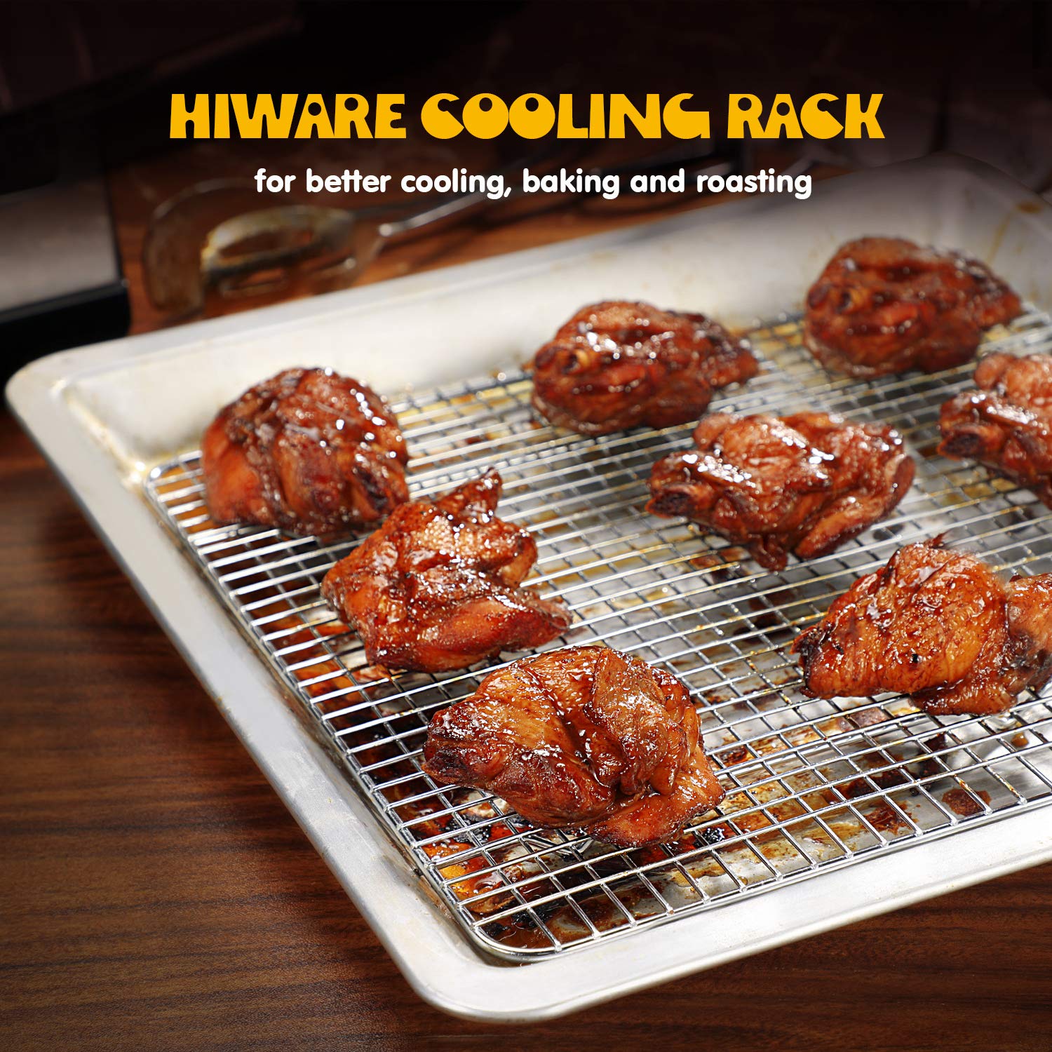 Hiware cooling rack fits quarter sheet pans securely