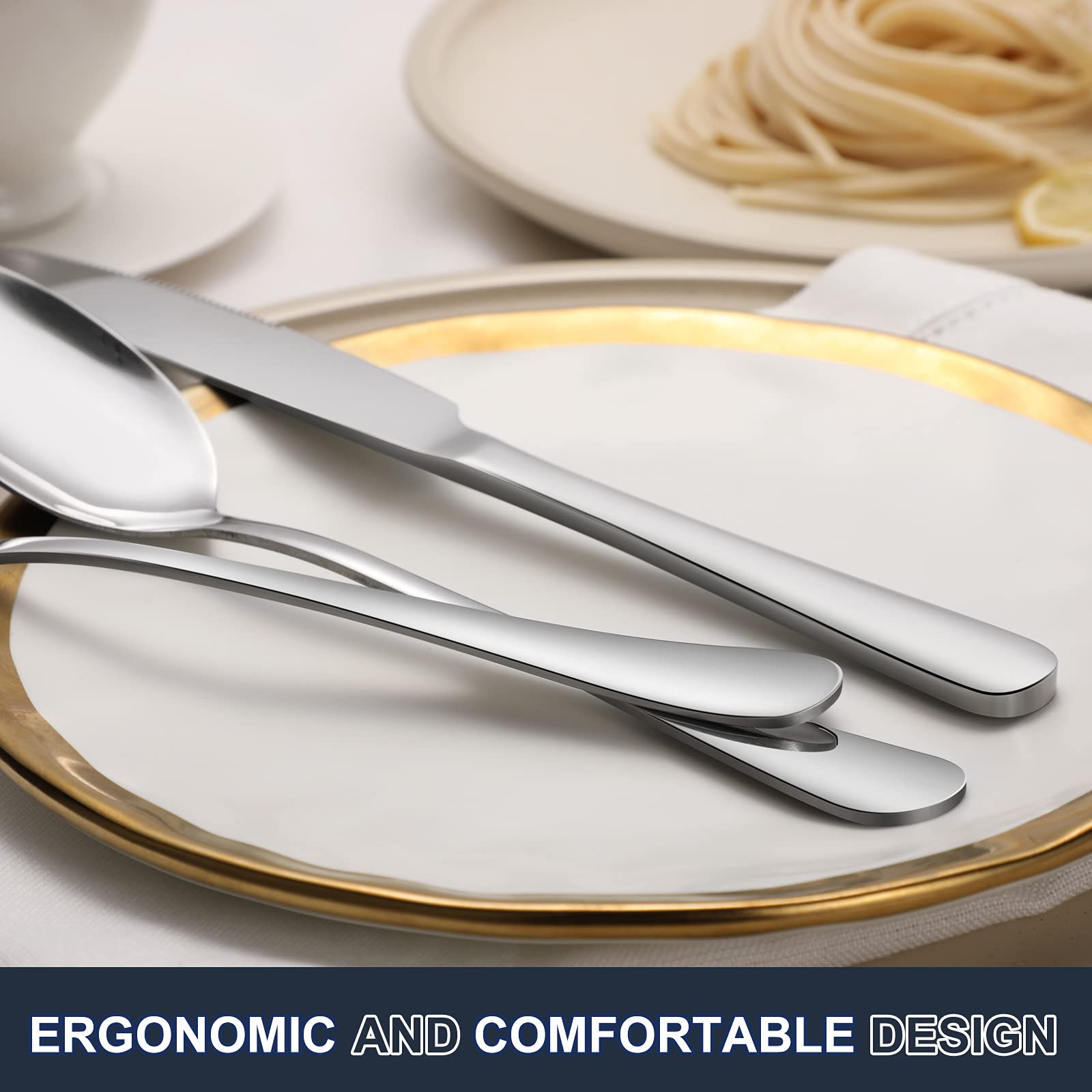 Hiware family-friendly flatware set provides complete dining essentials