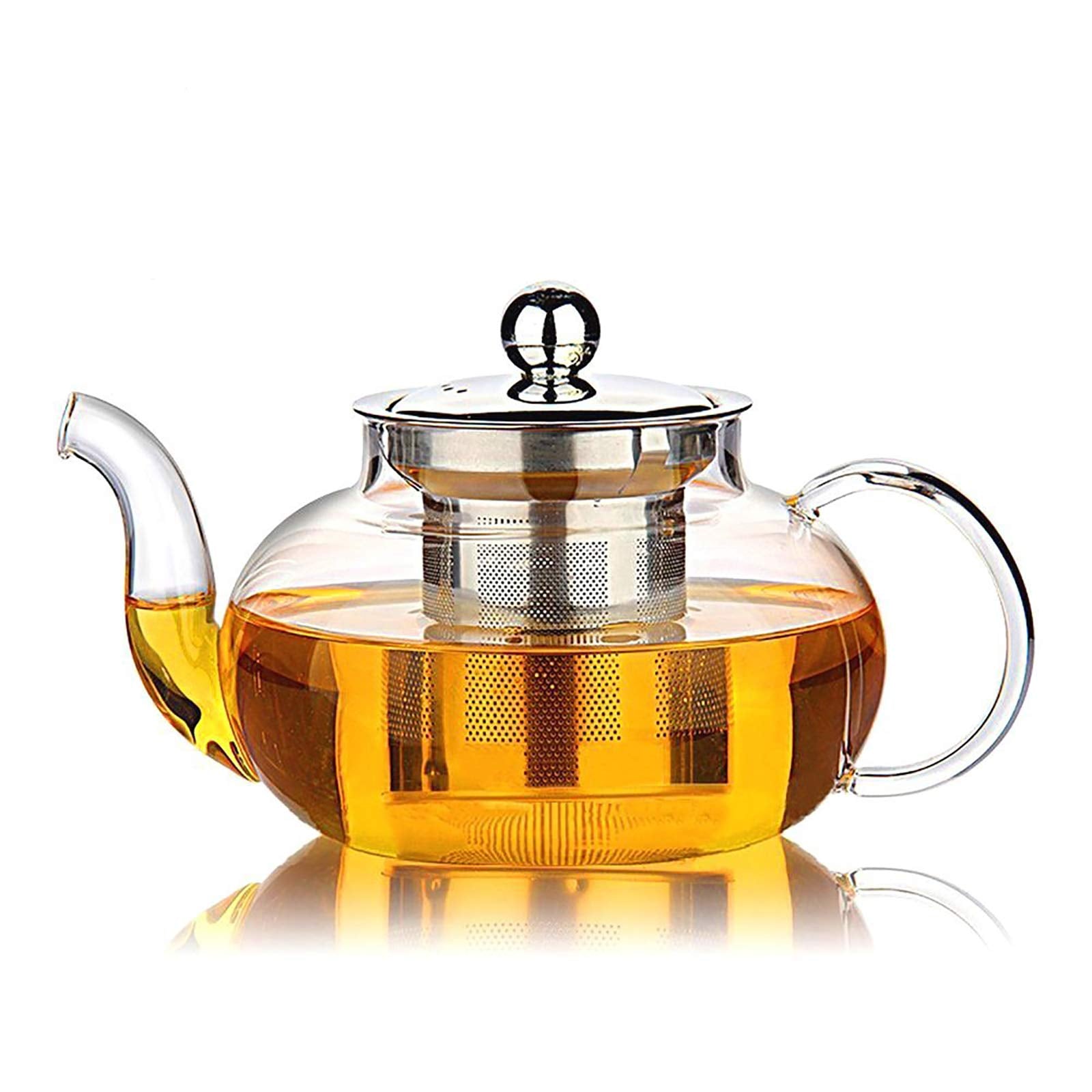 Hiware glass teapot borosilicate body shows clarity for blooming teas