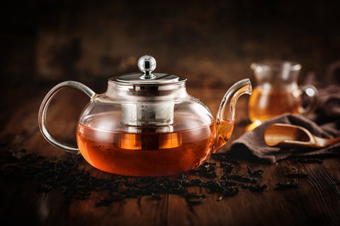 Hiware glass teapot lid stainless steel for easy pouring