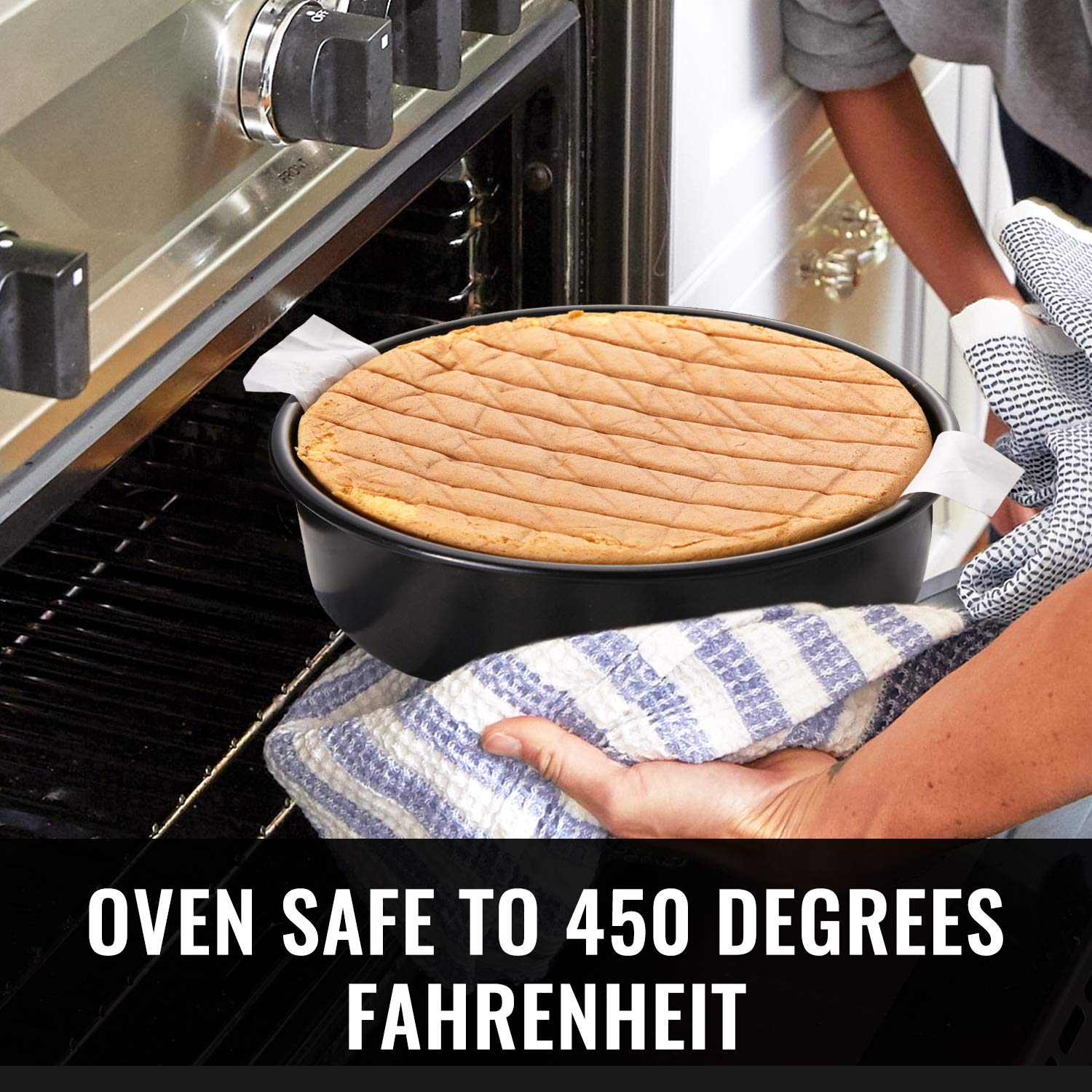 HIWARE heavyweight carbon steel provides strong heat conduction for even browning.