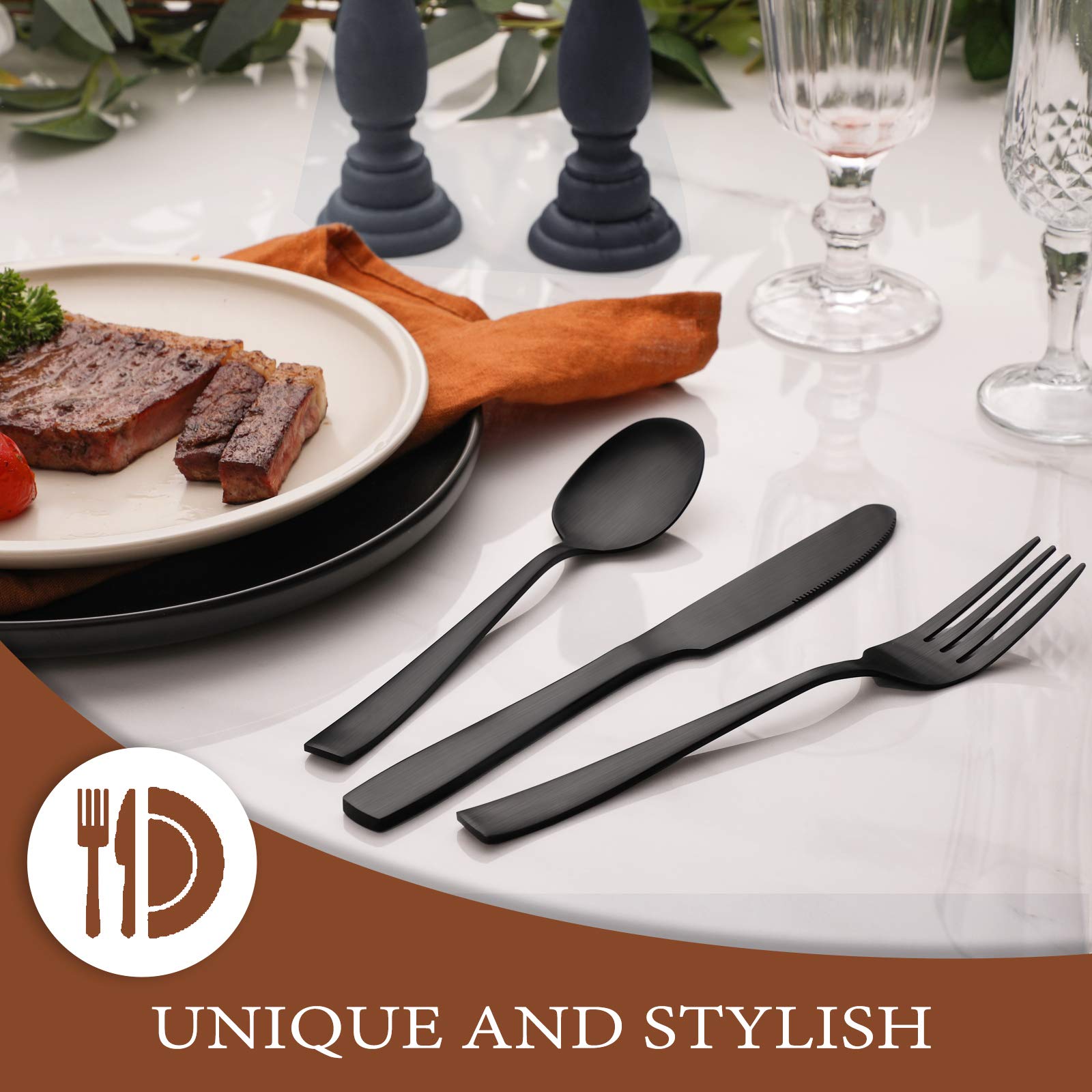 Hiware matte black finish adds luxurious style to any table setting.