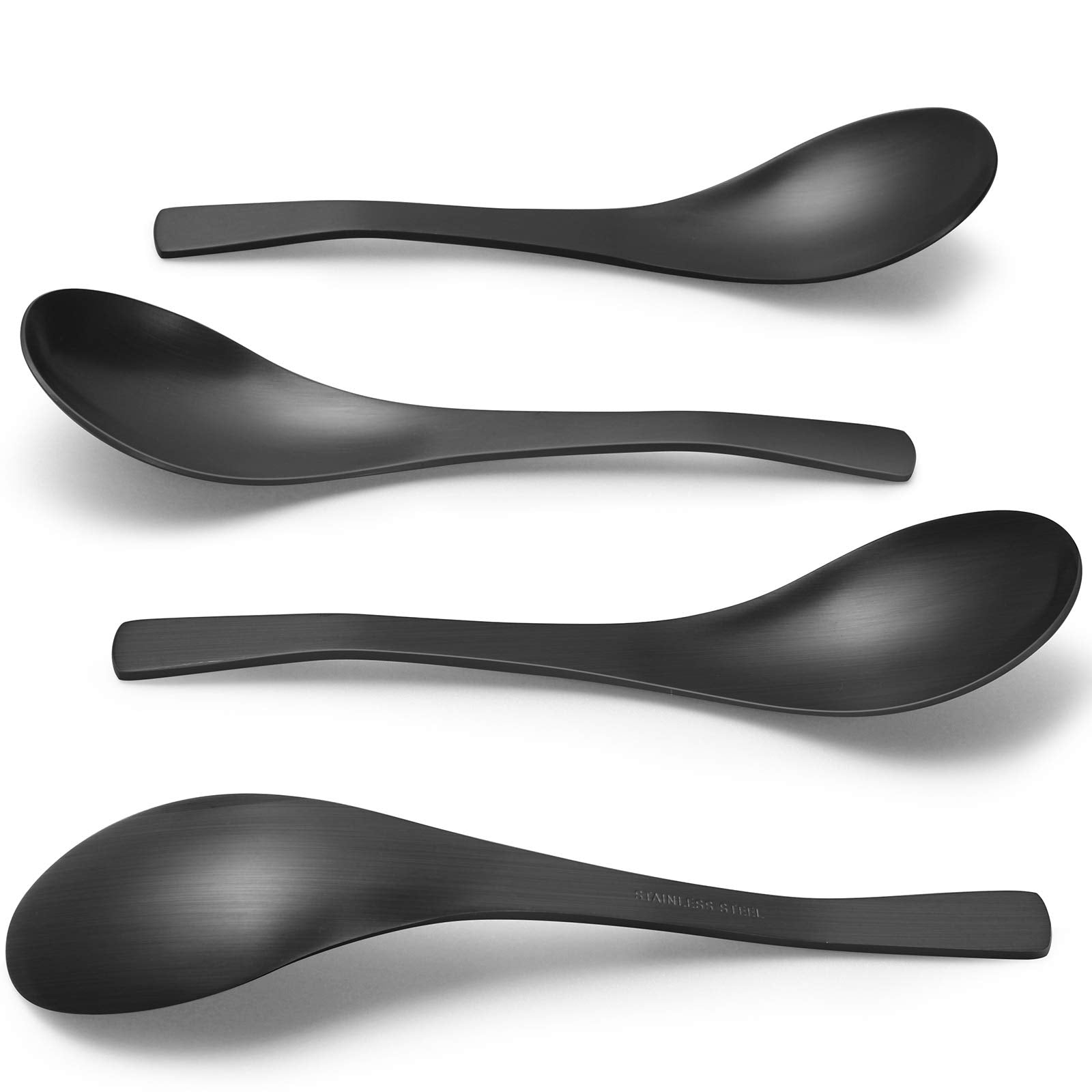 HIWARE matte black thick soup spoon set for generous servings